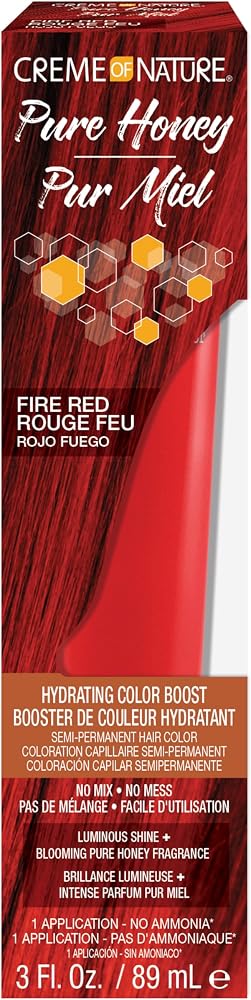 Creme of Nature Pure Honey Semi-Permanent Hair Color, Fire Red, 1pk