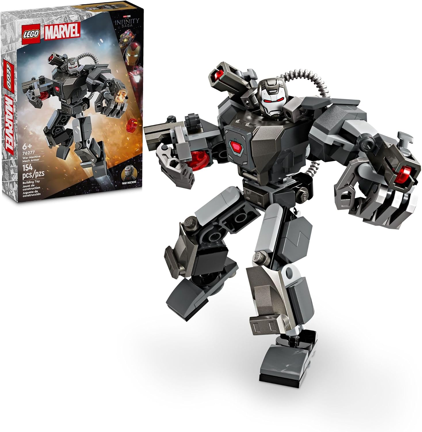 LEGO Marvel War Machine Mech Armor, Buildable Marvel Action Figure Toy for Kids with 3 Stud Shooters, Legendary Character from The MCU, Gift for Boys and Girls Aged 6 and Up, 76277