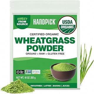 HANDPICK USDA Organic Wheatgrass Powder (10oz) 100% Whole Leaf