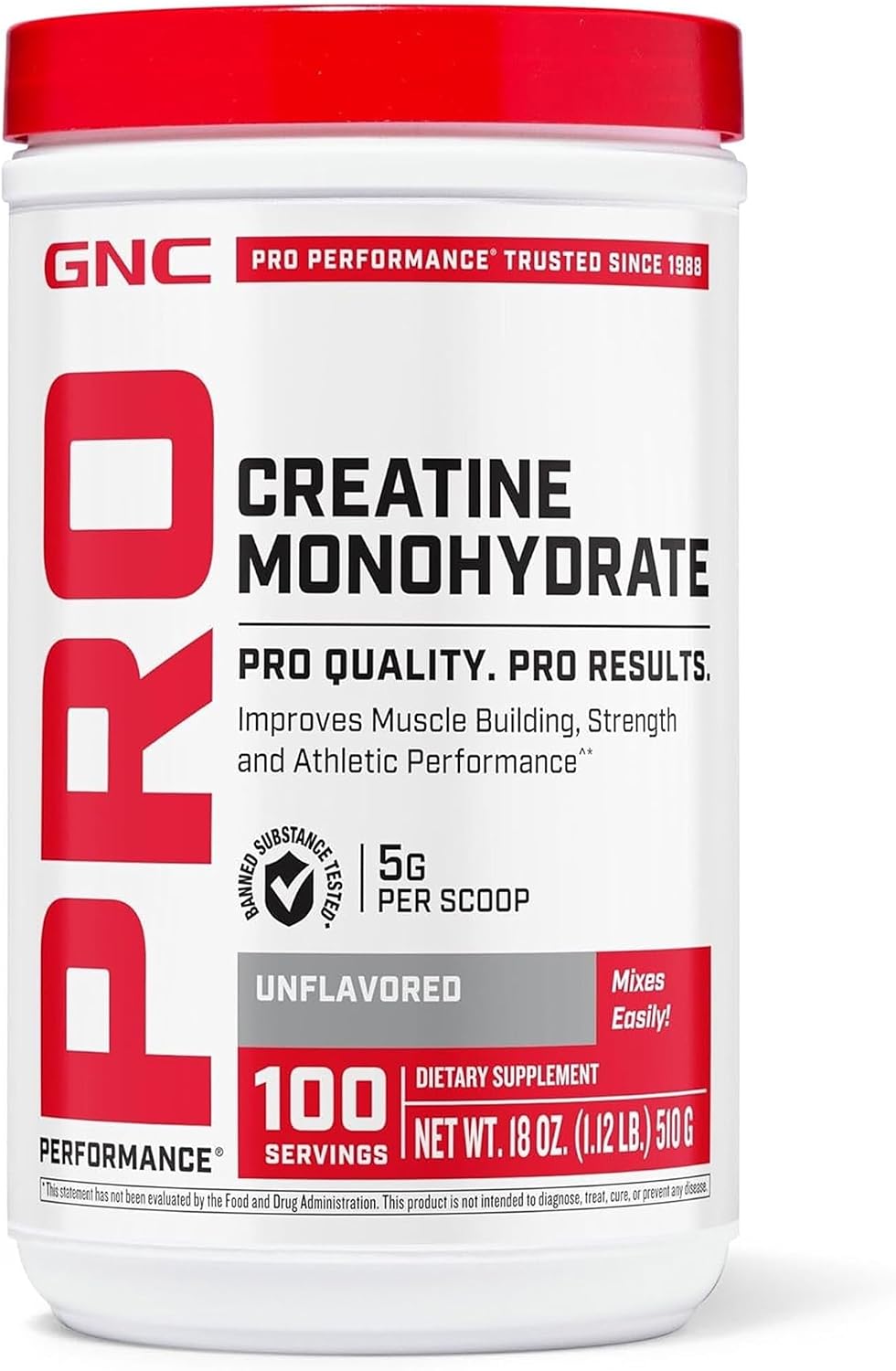 GNC Creatine Monohydrate, 18 Oz, 100 Servings