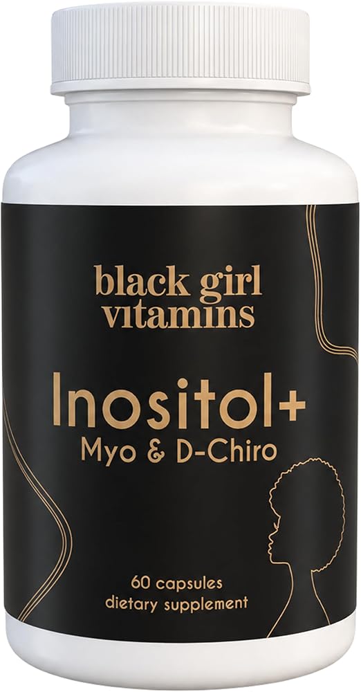 Black Girl Vitamins Inositol Supplement, 1000mg Myo + 25mg D-Chiro, Vegan Capsules to Support Hormone Balance, Healthy Ovarian & Menstrual Wellness, 60 Count