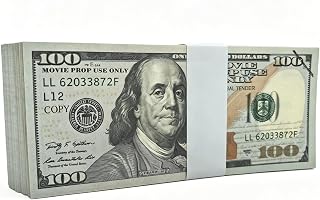Glemall Play Money Bills for Kids, Classroom Play Money for Teacher Rewards, Arithmetic Drills, Role-Play and Tabletop Game Supplies, Simulation Currency Only (100, 100-Value Bills)