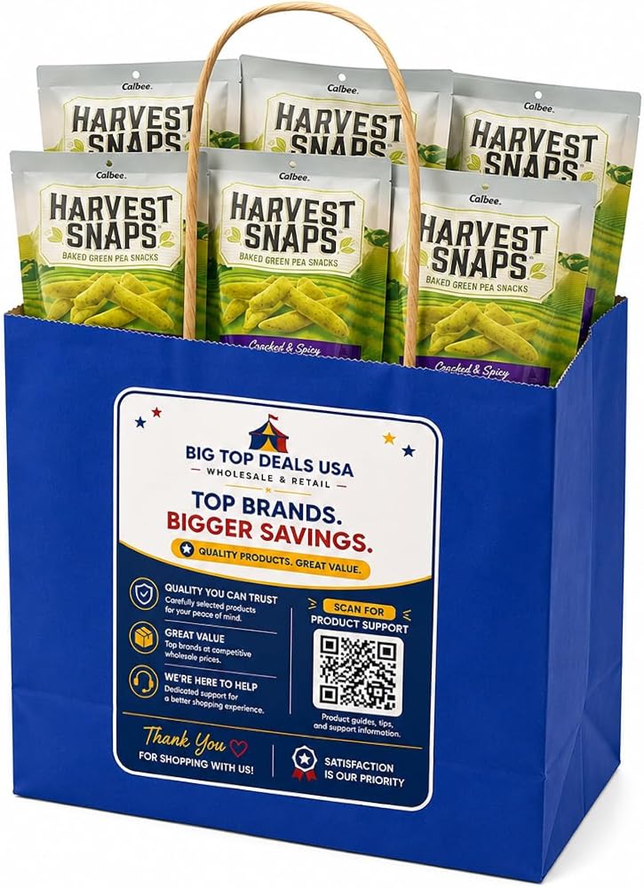 BigtopdealsUSA Harvest Snaps Black Pepper 6-Pack in Blue Gift Bag