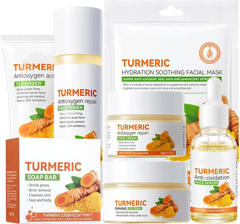 Turmeric Skin Care Set: Turmeric Soap Bar Turmeric Face Wash and Face Cream - Personal Care