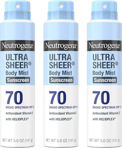Neutrogena Ultra Sheer Dry Touch Sunscreen Spray, SPF 70, 3 x 5 oz