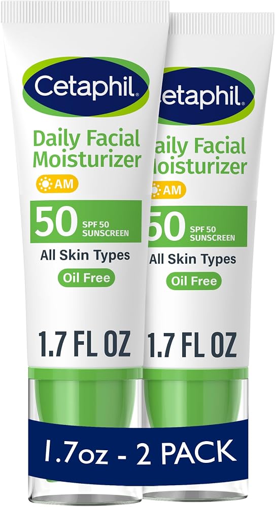 Cetaphil Daily Facial Moisturizer SPF 50, Fragrance-Free, 1.7oz, 2ct - Personal Care