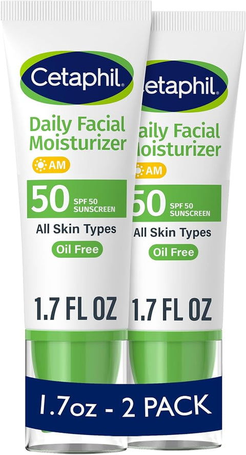 Cetaphil Daily Facial Moisturizer SPF 50, Fragrance-Free, 1.7oz, 2ct - Personal Care