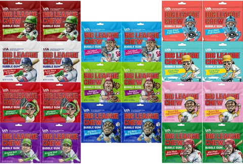Variety Pack Big League Chew Bubble Gum, 22 Pouches, Shredded Chewing Gum, Assorted Fruit Flavors, Classic Nostalgic Bubble Gum for Kids and Adults, Bulk Pack for Sharing