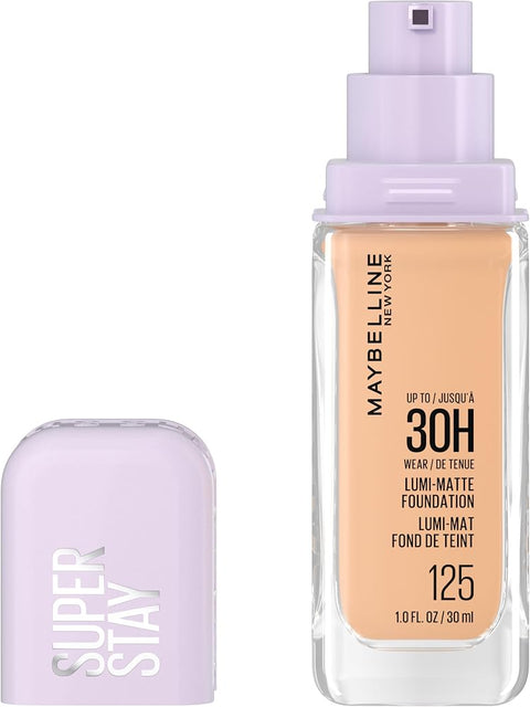 Maybelline Super Stay Lumi-Matte Foundation, Lightweight and Buildable Full Coverage Foundation Makeup For Up To 30HR Wear, 125, 1 Count