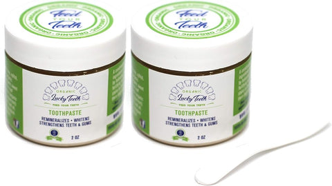 Lucky Teeth Organic Toothpaste-All Natural, Remineralizes and Fortifies Teeth and Gums. (2 oz 2 Pack)