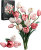 Pink White Tulips Flowers Building Set Botanical Bouquet for Adult Women