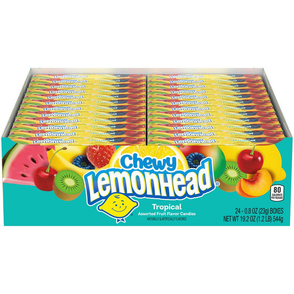 Lemonhead Chewy Candy, Tropical, 0.8 Ounce Box, Pack of 24