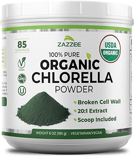 Zazzee USDA Organic Chlorella Powder, Broken Cell Wall, 6 oz, 85 Servings