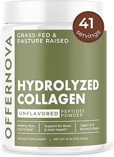 Hydrolyzed Collagen Peptides Powder - 100% Pure, Grass Fed & Unflavored for Women & Men – for Healthy Bones, Joints, Hair & Skin – Colageno Hidrolizado en Polvo Piel, Cabello y Articulaciones