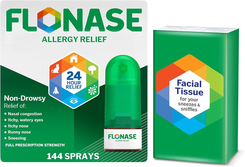 Flonase Nasal Spray for Allergy Relief, Tissues Included, 144 Sprays
