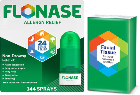 Flonase Nasal Spray for Allergy Relief, Tissues Included, 144 Sprays