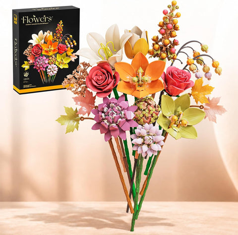 Flower Bouquet Building Set for Adults, Compatible with Lego Botanical Kids