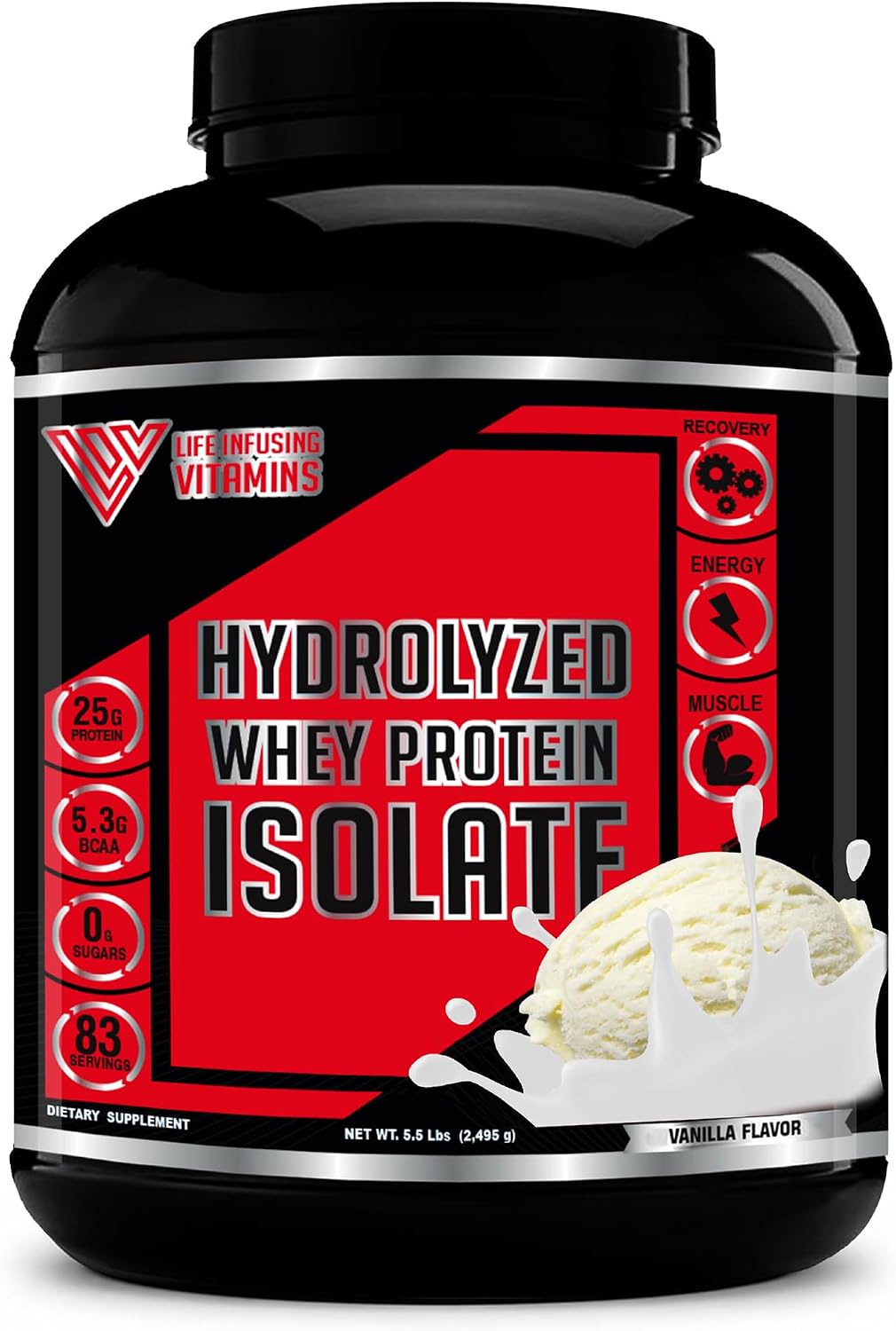 LIV Vitamins Hydrolyzed Whey Protein Isolate Powder, Vanilla 5.5LBS