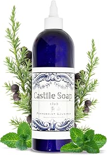 Natural Castile Soap | Organic Liquid Soap for Hair, Body, Hands & Home | Concentrated, Palm-Oil Free, No Synthetics | Sensitive Skin & Baby Safe | Peppermint&Juniper| 16oz