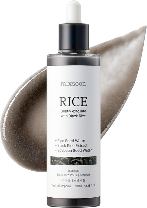 Mixsoon Peeling Ampoule - Black rice exfoliant, Gentle Exfoliating Serum for Smooth, Radiant Skin, Dead Skin Cells Remover 100ml / 3.38 fl.oz. Korean Glass Skin Care
