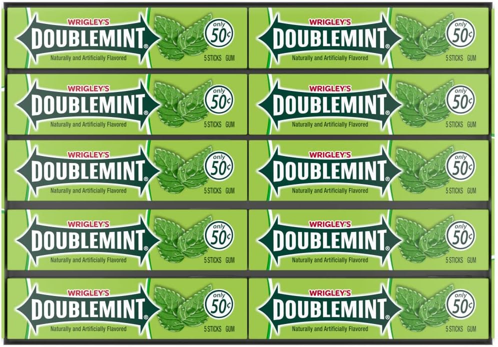 DOUBLEMINT Mint Chewing Gum Bulk Pack 5 Stick, 40 Pack