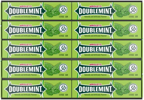 DOUBLEMINT Mint Chewing Gum Bulk Pack 5 Stick, 40 Pack