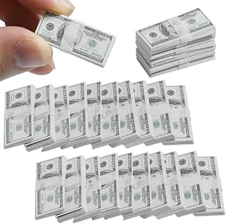 375 Pcs 1:12 Dollhouse Miniature Scene Model Mini Dollar Bills, Fake Bills for Dollhouse Scene Model Craft Supply Dollhouse Accessories