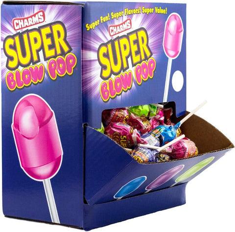 Charms Super Blow Pop Lollipops, Assorted Flavors, 100 Count, 7.69lb Box - Personal Care