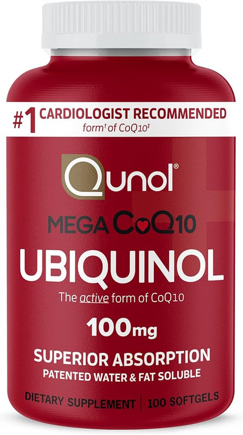 Qunol Mega Ubiquinol CoQ10 100mg, Superior Absorption, 100 Softgels - Personal Care