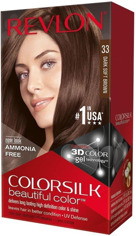 Revlon ColorSilk Beautiful Color, 33 Dark Soft Brown 1 ea (Pack of 6)