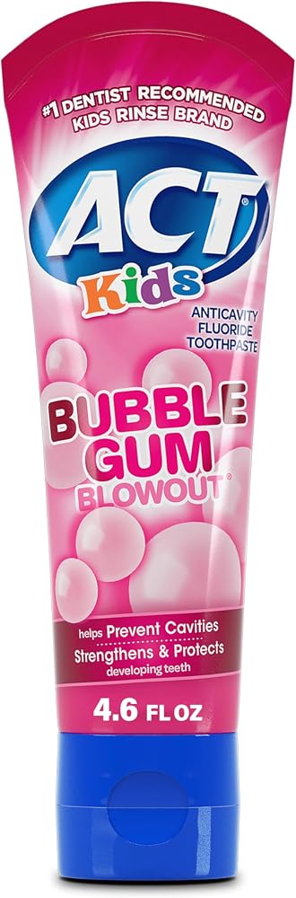 ACT Kids Anticavity Fluoride Toothpaste, Bubble Gum Blowout, 4.6 oz.