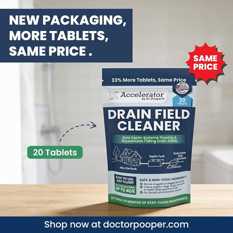 Dr. Pooper Septic Drain Field Cleaner Tablets – 20 Count, 10 Month Supply