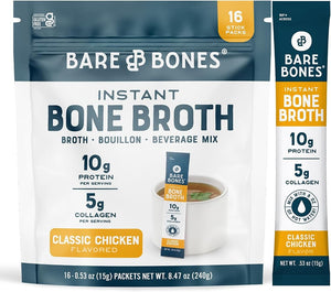Bare Bones Classic Chicken Bone Broth Instant Powder Mix Packets 16 Pack - Personal Care