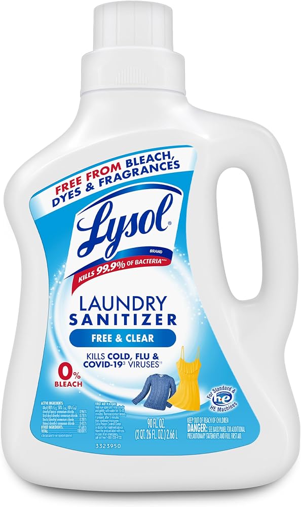 Lysol Laundry Sanitizer Liquid, Detergent Additive, Free & Clear, 90oz