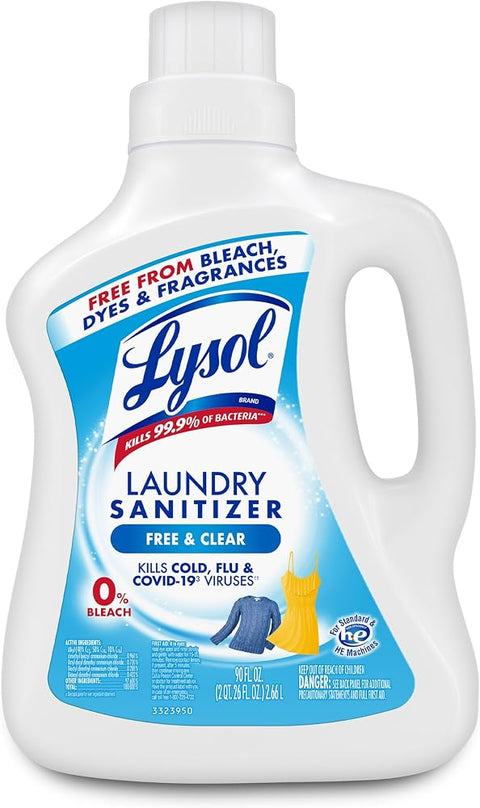 Lysol Laundry Sanitizer Liquid, Detergent Additive, Free & Clear, 90oz