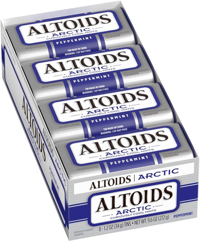 Altoids Arctic Peppermint Breath Mints Hard Candy Bulk, 1.2 oz Tin (Pack of 8) - Personal Care