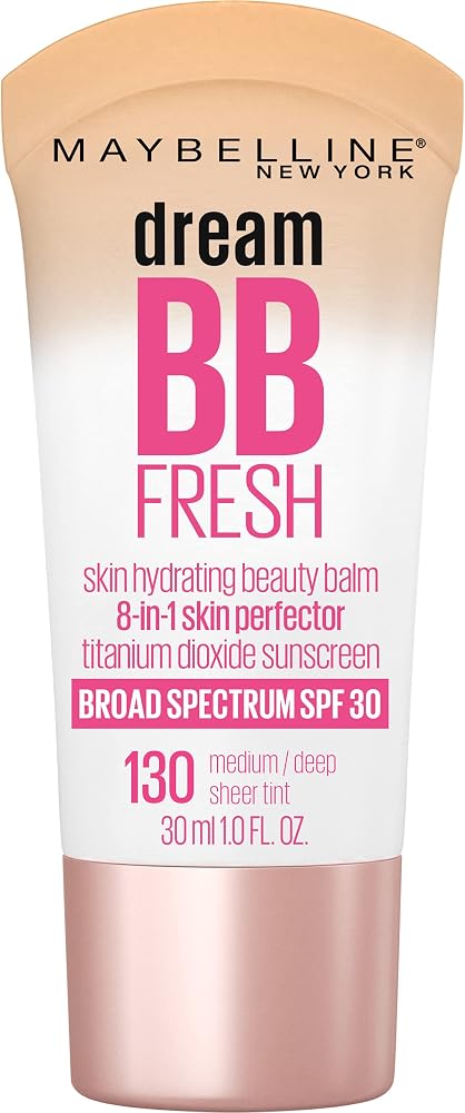 Maybelline Dream Fresh Skin Hydrating BB cream, 8-in-1 Skin Perfecting Beauty Balm with Broad Spectrum SPF 30, Sheer Tint Coverage, Oil-Free, Medium/Deep, 1 Fl Oz