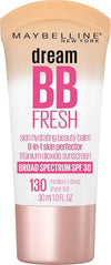 Maybelline Dream Fresh Skin Hydrating BB cream, 8-in-1 Skin Perfecting Beauty Balm with Broad Spectrum SPF 30, Sheer Tint Coverage, Oil-Free, Medium/Deep, 1 Fl Oz