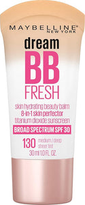 Maybelline Dream Fresh Skin Hydrating BB cream, 8-in-1 Skin Perfecting Beauty Balm with Broad Spectrum SPF 30, Sheer Tint Coverage, Oil-Free, Medium/Deep, 1 Fl Oz