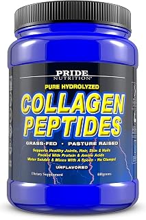 Pride Nutrition Collagen Peptides Powder Naturally-Sourced Hydrolyzed Collagen Powder - Healthy Hair, Skin and Nail Support - Type I & III Grass-Fed Collagen Supplements for Women and Men