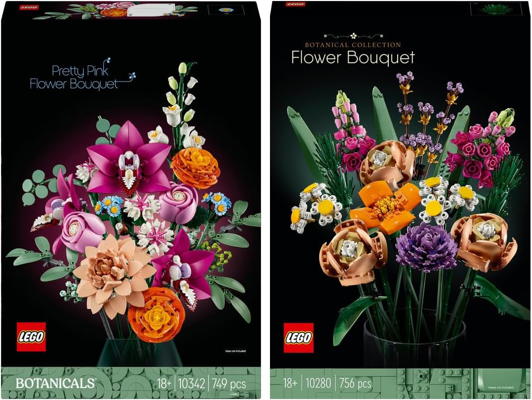 LEGO Botanical Collection 10342 Beautiful Pink Bouquet (with 10280 Bouquet)