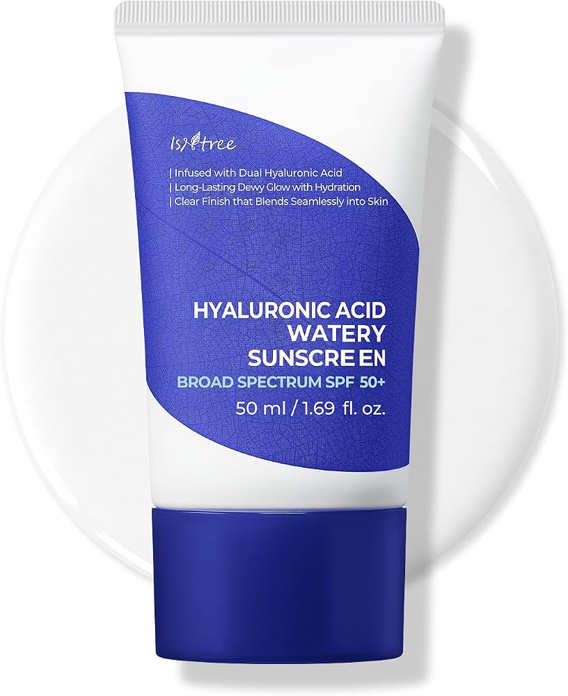 Isntree Hyaluronic Acid Watery Sunscreen Broad Spectrum SPF 50+ | Korean Face Sunscreen with Hyaluronic Acid | Lightweight, Hydrating Sunscreen, No White Cast, 1.69 fl oz