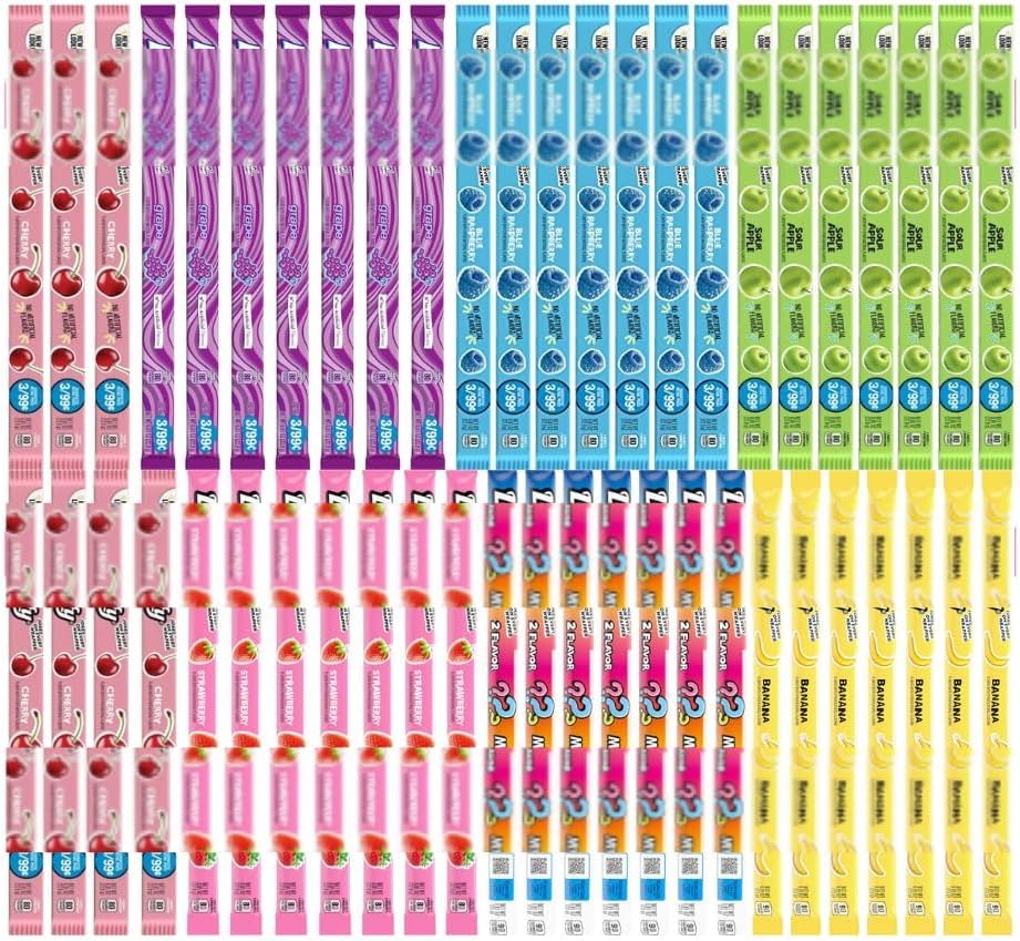 Strawberry, Banana, Grape, Blue Raspberry, Mystery Swirl, Cherry, Sour Apple - 7 Ropes Each Flavor, 49 Pack, 0.81 oz - Fun Candy for Parties, Snacks, and Gifting