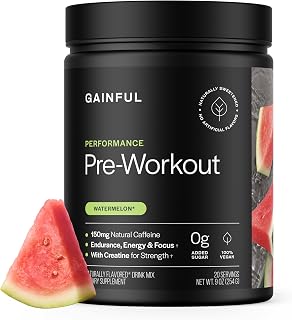 Gainful Pre-Workout Powder, 3g Creatine, Watermelon Flavor, 20 Servings