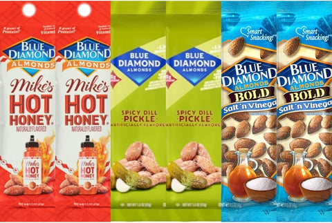 Blue Diamond Almonds Variety Pack, Hot Honey, Spicy Dill Pickle & Salt 'n Vinegar, 1.5 oz Bags, 2 Each Flavor, 6 Pack