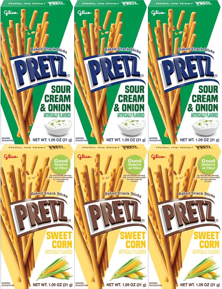 Baked Snack Sticks Variety Pack, Sour Cream & Onion and Sweet Corn, 1.09 oz (Pack of 6) – Savory & Sweet Crunchy Biscuit Sticks, 3 Boxes Each