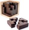 AHYUAN Wooden Brain Teaser Puzzles Cube Stocking Stuffers Wooden Puzzles T-Shaped Jigsaw Logic Puzzle Educational Games Toy for Kids and Adults (Coffee)