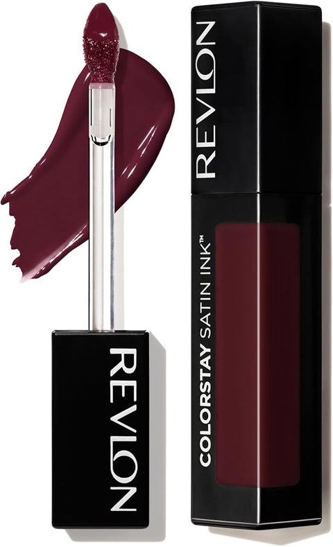 REVLON ColorStay Satin Ink Crown Jewels Liquid Lipstick, Longlasting & Waterproof Lipcolor, Moisturizing Creamy Formula Infused with Black Currant Seed Oil, 035 Reigning Red, 0.17 fl oz. - Lip Makeup - Beauty