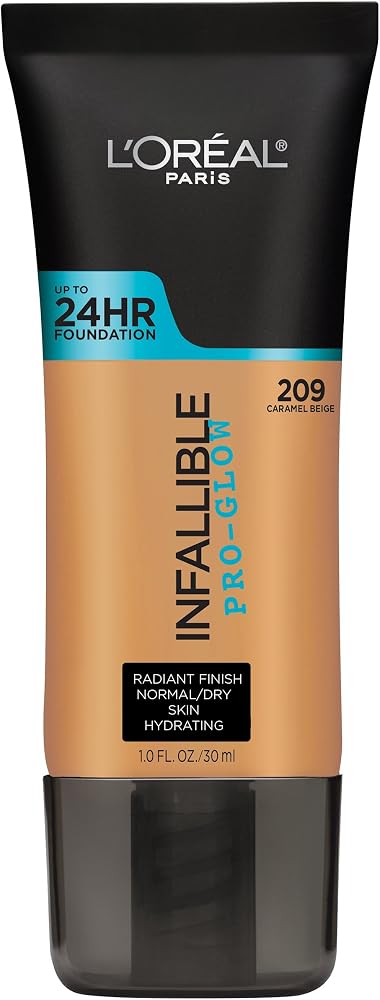 L'Oreal Paris Makeup Infallible Up to 24HR Pro-Glow Foundation, Caramel Beige, 1 fl oz. - Personal Care