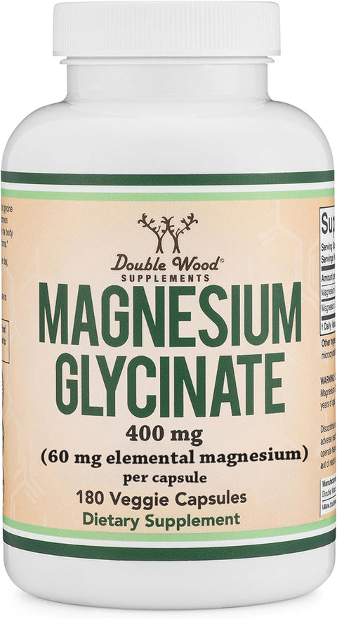 Magnesium Glycinate 400mg, Chelated Magnesium Supplement, 180 Capsules